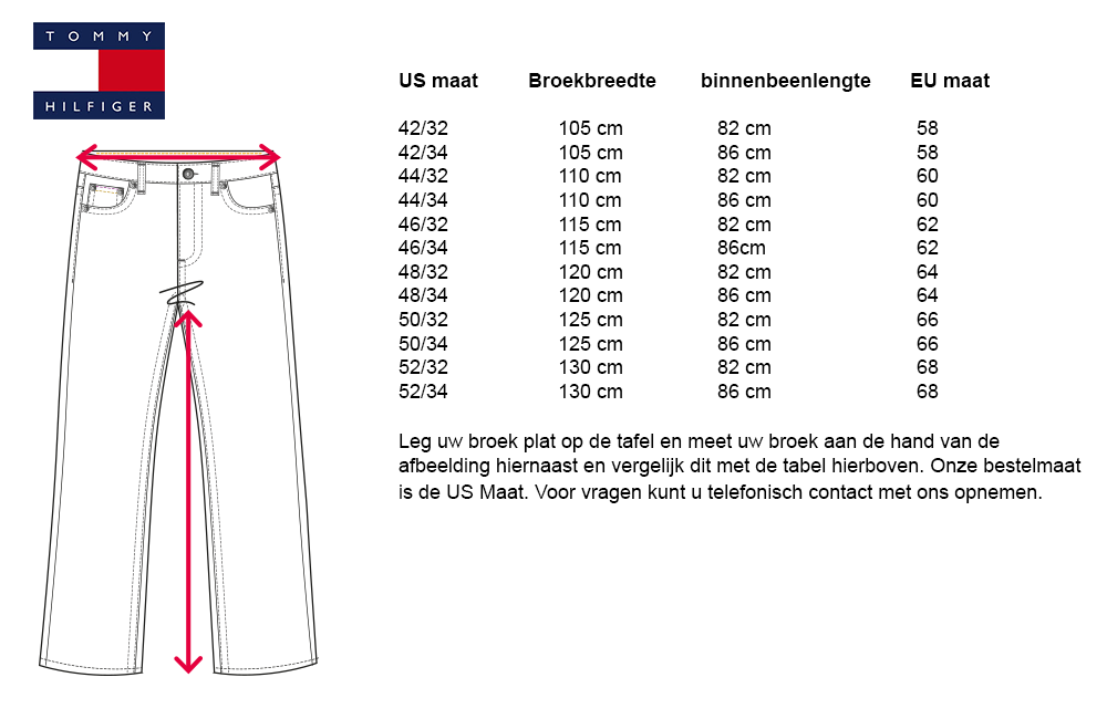 Grote maten maattabel broeken - Grote Maten Winkel - MisterBig.nl
