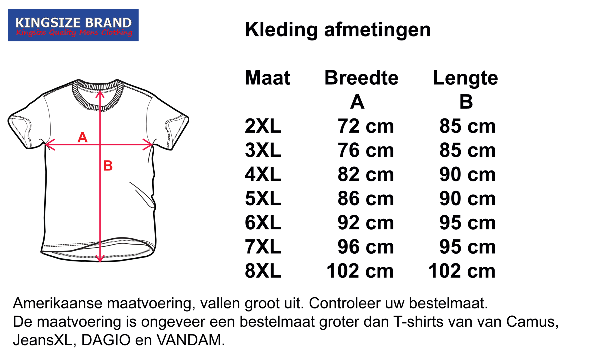 roddel Weiland Kenmerkend maattabel-grote-maten-XL borst omvang - Grote Maten Winkel - MisterBig.nl
