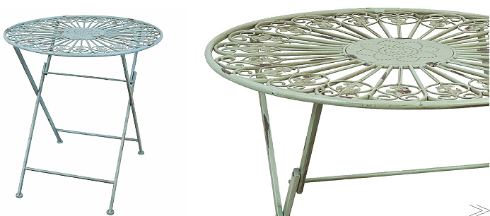 Franse metalen Bistrosetjes Bistrostoeltjes opklapbaar in grijs, creamewit, blauw, groen Franse metalen Bistrosetjes Bistrostoeltjes opklapbaar in grijs, creamewit, blauw, groen