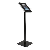 iPad vloerstandaard zwart voor iPad Pro 9.7/ iPad Air; Meglio 9-11 inch, stabiele standaard met diefstalbestendige behuizing van zwart acrylaat en voet van zwart gecoat staal