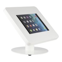 iPad tafelstandaard voor iPad/ iPad Air Meglio 9-11 inch; diefstalbestendige behuizing van wit acrylaat en voet van wit gecoat staal