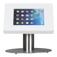 iPad tafelstandaard voor iPad/ iPad Air Meglio 9-11 inch; diefstalbestendige behuizing van wit acrylaat en voet van geborsteld staal