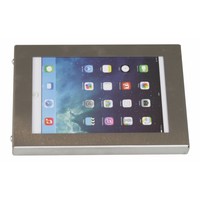 iPad mini houder RVS/staal, bevestigd aan wand of tafel; Securo voor 7 tot 8 inch tablets; diefstalbestendige behuizing en voet van wit gecoat staal