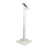iPad mini vloerstandaard wit; Securo voor 7 tot 8 inch tablets; diefstalbestendige behuizing en voet van wit gecoat staal