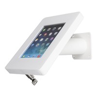 iPad houder wit voor iPad Mini; Meglio, universele en solide houder voor 8 inch tablets. Wand-, tafel montage van gecoat staal met acrylaat behuizing inclusief slot