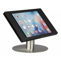 Tafelstandaard voor Apple Pro 9.7 en Air; Fino zwart acrylaat behuizing met slot en voet van RVS/geborsteld staal