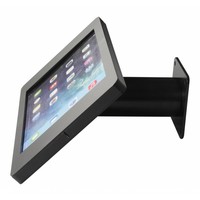iPad houder zwart voor iPad Mini; Fino, stijlvolle houder voor wand-, tafel montage van gecoat staal met acrylaat behuizing inclusief slot