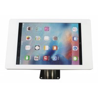 iPad houder wit voor iPad Pro 9.7/Air; Fino, stijlvolle houder voor wand-, tafel montage van blank staal met acrylaat behuizing inclusief slot