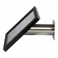 iPad houder zwart/RVS voor iPad Pro 12.9; Fino, solide houder voor wand-, tafel montage van geborsteld staal met acrylaat behuizing inclusief slot