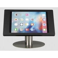 Tafelstandaard voor iPad Pro 12.9; Fino zwarte acrylaat behuizing met slot en voet van RVS geborsteld staal