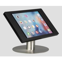 Tafelstandaard voor iPad Pro 12.9; Fino zwarte acrylaat behuizing met slot en voet van RVS geborsteld staal