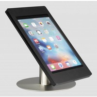 Tafelstandaard voor iPad Pro 12.9; Fino zwarte acrylaat behuizing met slot en voet van RVS geborsteld staal