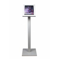 iPad 12.9 vloerstandaard Securo voor 12 tot 13 inch tablets; diefstalbestendige behuizing en voet van wit gecoat staal