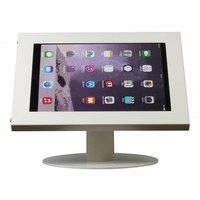 iPad 12.9 tafelstandaard wit, voor iPad Pro 12.9; Securo voor 12 tot 13 inch tablets; diefstalbestendige behuizing en voet van industrieel wit gecoat staal