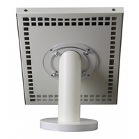 iPad 12.9-inch houder wit, bevestigd aan wand of tafel voor Apple Pro 12,9-inch; Securo 12-13 inch; afgesloten behuizing en voet van wit gecoat staal