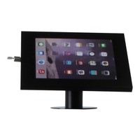 iPad 12.9 houder zwart, bevestigd aan wand of tafel voor Apple Pro 12,9-inch; Securo 12-13 inch; afgesloten behuizing en voet van zwart gecoat staal
