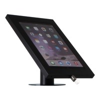 iPad 12.9 houder zwart, bevestigd aan wand of tafel voor Apple Pro 12,9-inch; Securo 12-13 inch; afgesloten behuizing en voet van zwart gecoat staal
