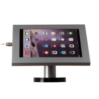 iPad 12.9 houder blank staal/ RVS, bevestigd aan wand of tafel voor Apple Pro 12,9-inch; Securo 12-13 inch; afgesloten behuizing en voet van geborsteld staal