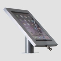 iPad 12.9 houder blank staal/ RVS, bevestigd aan wand of tafel voor Apple Pro 12,9-inch; Securo 12-13 inch; afgesloten behuizing en voet van geborsteld staal