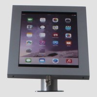 iPad 12.9 houder blank staal/ RVS, bevestigd aan wand of tafel voor Apple Pro 12,9-inch; Securo 12-13 inch; afgesloten behuizing en voet van geborsteld staal