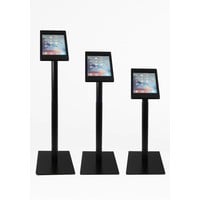 iPad vloerstandaard zwart voor iPad Pro 9.7/ iPad Air; Meglio 9-11 inch, stabiele standaard met diefstalbestendige behuizing van zwart acrylaat en voet van zwart gecoat staal