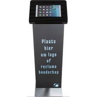 iPad vloerstandaard zwart met display paneel voor iPad Pro 9.7/ iPad Air; Meglio 9-11 inch, stabiele standaard met diefstalbestendige behuizing van zwart acrylaat, display van acrylaat en voet van zwart gecoat staal