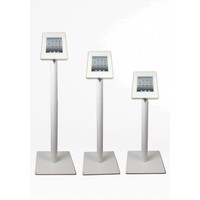 iPad 12.9 vloerstandaard Securo voor 12 tot 13 inch tablets; diefstalbestendige behuizing en voet van wit gecoat staal