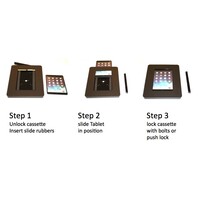 iPad standaard zwart voor iPad Mini 2/3/4; Meglio voor 7 tot 8 inch tablets, acrylaat cassette op zwart gecoate stabiele voet