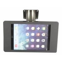 iPad houder zwart/RVS voor iPad Pro 9.7/ iPad Air; Fino, solide houder voor wand-, tafel montage van geborsteld staal met acrylaat behuizing inclusief slot