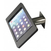 iPad houder zwart/RVS voor iPad Pro 9.7/ iPad Air; Fino, solide houder voor wand-, tafel montage van geborsteld staal met acrylaat behuizing inclusief slot