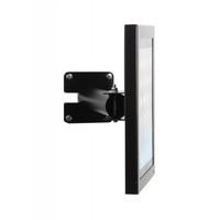 Budget tafelstandaard/wandhouder voor iPad 2017, Pro 9.7/ Air; Prezzo voor 9-10 inch tablets, met hangslot afsluitbare cassette en drie gebruiksmogelijkheden; wandmontage, tafelmontage en tafelstaander in gecoat zwart staal.