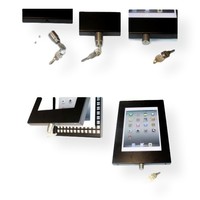 iPad mini vloerstandaard zwart; Securo 7 tot 8 inch tablets; diefstalbestendige behuizing en voet van zwart gecoat staal