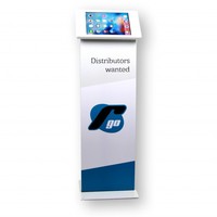 Display plaat in wit of zwart, met optioneel bedrukking. Geschikt voor alle vloerstandaarden Lusso, Fino, Meglio en Securo