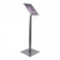 iPad 12.9 vloerstandaard Securo voor 12 tot 13 inch tablets; diefstalbestendige behuizing en voet van grijs gecoat staal