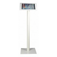 iPad vloerstandaard voor iPad Pro 12.9; Fino witte acrylaat behuizing met slot en voet van wit gecoat staal