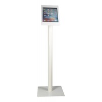iPad vloerstandaard voor iPad Pro 12.9; Fino witte acrylaat behuizing met slot en voet van wit gecoat staal