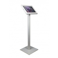 iPad 12.9 vloerstandaard Securo voor 12 tot 13 inch tablets; diefstalbestendige behuizing en voet van wit gecoat staal