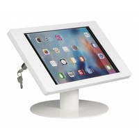 Tafelstandaard voor iPad Pro 12.9; Fino witte acrylaat behuizing met slot en voet van wit gecoat staal