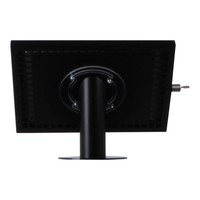 iPad 12.9 houder zwart, bevestigd aan wand of tafel voor Apple Pro 12,9-inch; Securo 12-13 inch; afgesloten behuizing en voet van zwart gecoat staal