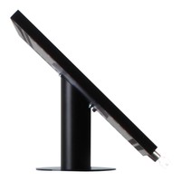iPad 12.9 houder zwart, bevestigd aan wand of tafel voor Apple Pro 12,9-inch; Securo 12-13 inch; afgesloten behuizing en voet van zwart gecoat staal