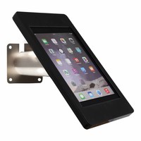 iPad houder zwart/RVS voor iPad Pro 9.7/ iPad Air; Fino, solide houder voor wand-, tafel montage van geborsteld staal met acrylaat behuizing inclusief slot