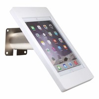 iPad houder wit voor iPad Pro 9.7/Air; Fino, stijlvolle houder voor wand-, tafel montage van blank staal met acrylaat behuizing inclusief slot