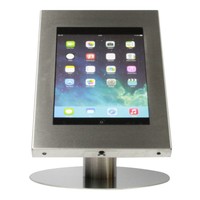 iPad 9.7/10.5 tafelstandaard, blank staal geborsteld/RVS voor Pro 10.5, Air en iPad 2017; Securo voor 9 tot 11 inch tablets diefstalbestendige behuizing en voet van zilverkleur industrieel staal