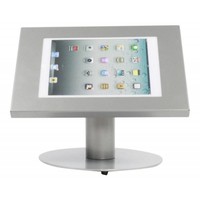 iPad 9.7/10.5 tafelstandaard, blank staal geborsteld/RVS voor Pro 10.5, Air en iPad 2017; Securo voor 9 tot 11 inch tablets diefstalbestendige behuizing en voet van zilverkleur industrieel staal