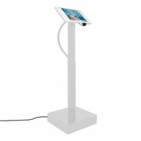 Elektronisch aangedreven in hoogte verstelbare vloerstandaard voor iPad 9,7- inch, Ascento Fino in wit, met slot
