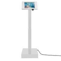 Elektronisch aangedreven in hoogte verstelbare vloerstandaard voor iPad 9,7- inch, Ascento Fino in wit, met slot