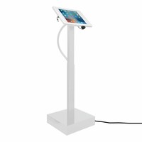 Elektronisch aangedreven in hoogte verstelbare vloerstandaard voor iPad 9,7- inch, Ascento Fino in wit, met slot