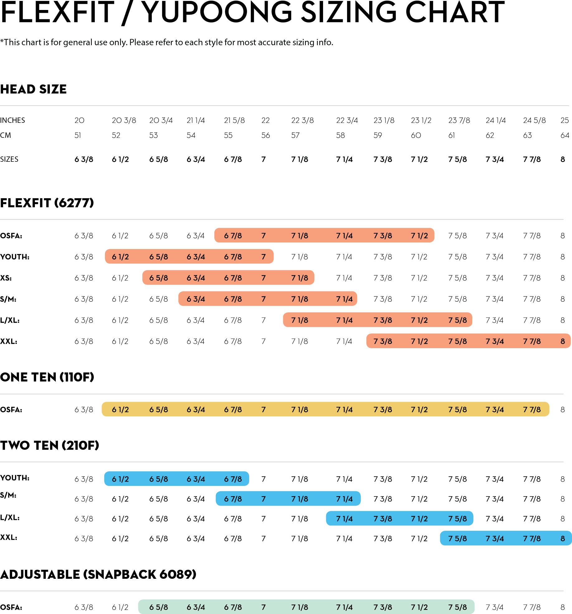 Flexfit hat size store chart