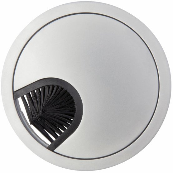 Kabeldoorvoer rond 2-delig met laag profiel en borstel afsluiting metaal aluminium look