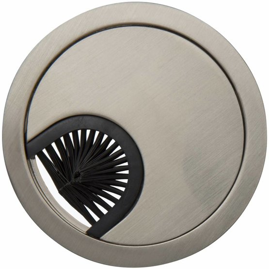 Kabeldoorvoer rond 2-delig met laag profiel en borstel afsluiting metaal RVS look